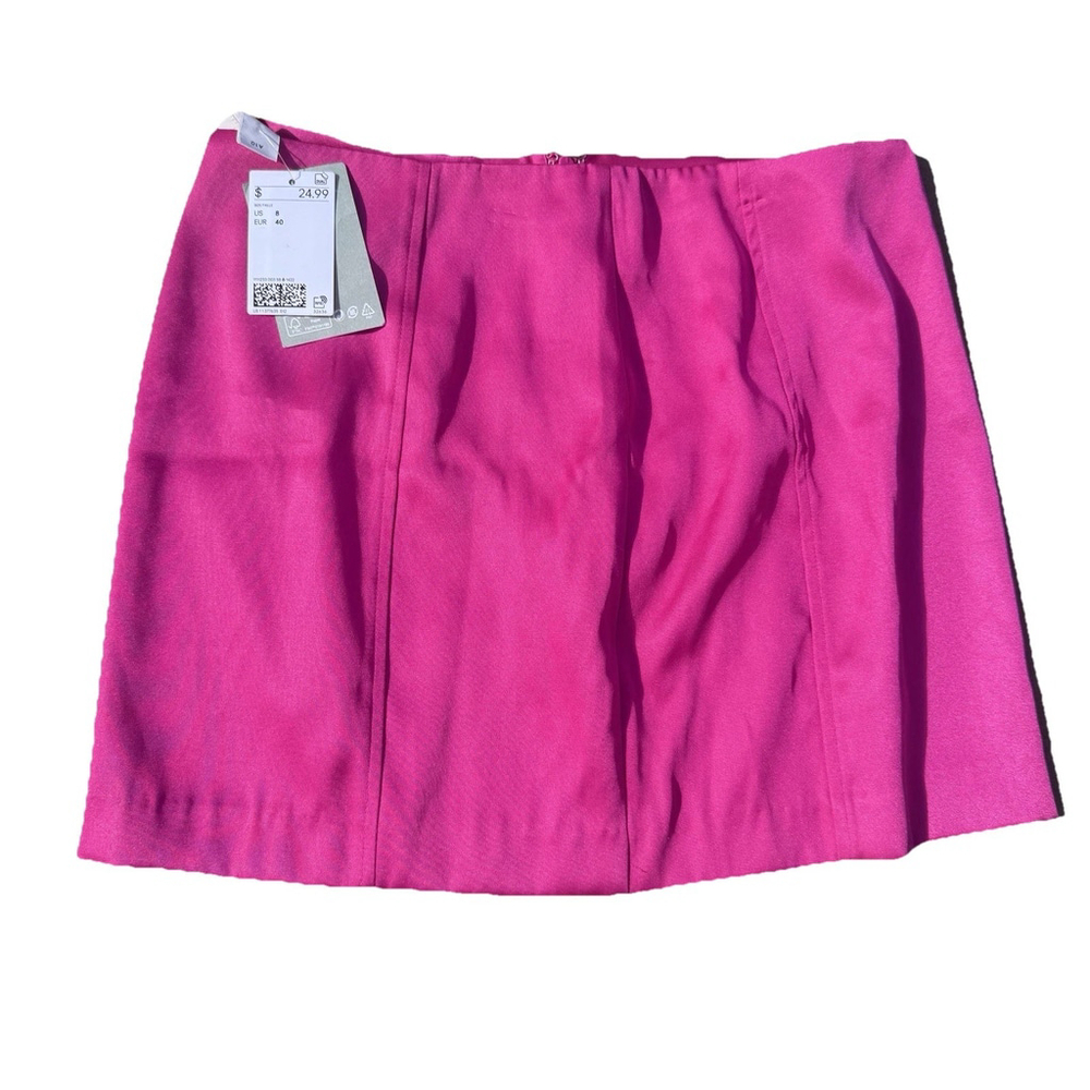 NWT Satin H&M Hot Pink Mini Skirt US Size 8 EUR 40 A5 US